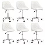 6 db fehér műbőr forgó étkezőszék