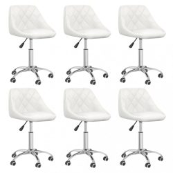 6 db fehér műbőr forgó étkezőszék