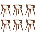 6 db krémszínű műbőr és hajlított fa étkezőszék