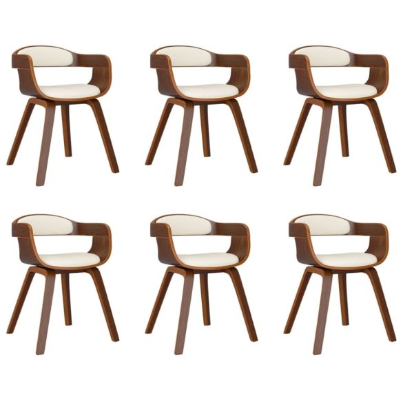 6 db krémszínű műbőr és hajlított fa étkezőszék