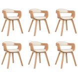 6 db krémszínű műbőr és hajlított fa étkezőszék