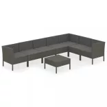 8 részes szürke polyrattan kerti ülőgarnitúra párnákkal