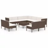 12 részes barna polyrattan kerti ülőgarnitúra párnákkal