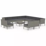 14 részes szürke polyrattan kerti ülőgarnitúra párnákkal