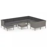 11 részes szürke polyrattan kerti ülőgarnitúra párnákkal