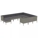 11 részes szürke polyrattan kerti ülőgarnitúra párnákkal