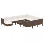 12 részes barna polyrattan kerti ülőgarnitúra párnákkal
