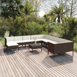   12 részes barna polyrattan kerti ülőgarnitúra párnákkal