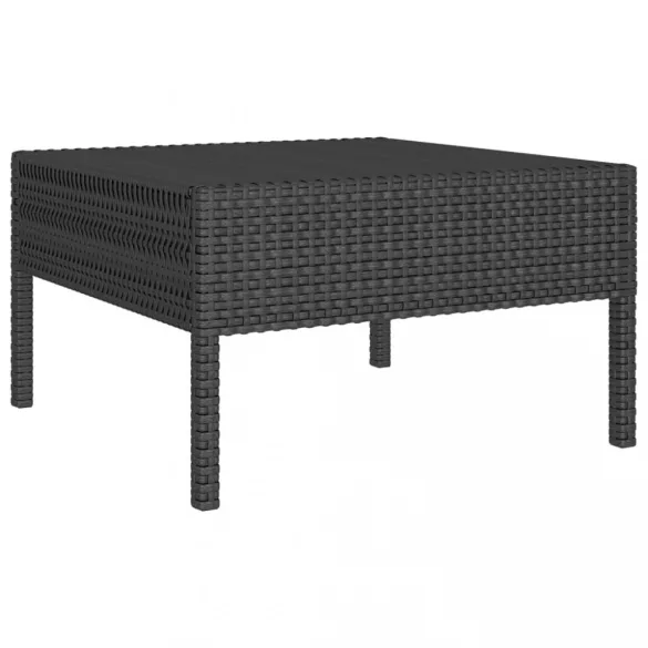 12 részes fekete polyrattan kerti ülőgarnitúra párnákkal