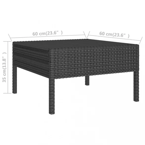 12 részes fekete polyrattan kerti ülőgarnitúra párnákkal