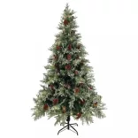 zöld-fehér PVC és PE megvilágított karácsonyfa tobozzal 195 cm