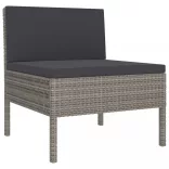 11 részes szürke polyrattan kerti bútorszett párnákkal