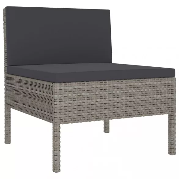 11 részes szürke polyrattan kerti bútorszett párnákkal