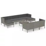 11 részes szürke polyrattan kerti ülőgarnitúra párnákkal
