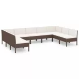 9 részes barna polyrattan kerti ülőgarnitúra párnákkal