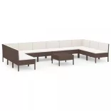 11 részes barna polyrattan kerti ülőgarnitúra párnákkal