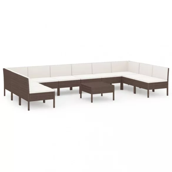 11 részes barna polyrattan kerti ülőgarnitúra párnákkal