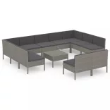 12 részes szürke polyrattan kerti ülőgarnitúra párnákkal