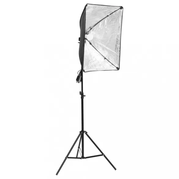 fotóstúdiószett softbox lámpával, háttérrel és reflektorral