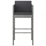 7 részes szürke polyrattan kerti bárszett párnákkal