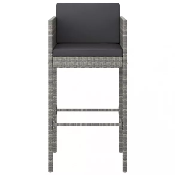 7 részes szürke polyrattan kerti bárszett párnákkal