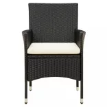 7 részes fekete polyrattan kültéri étkezőszett párnákkal