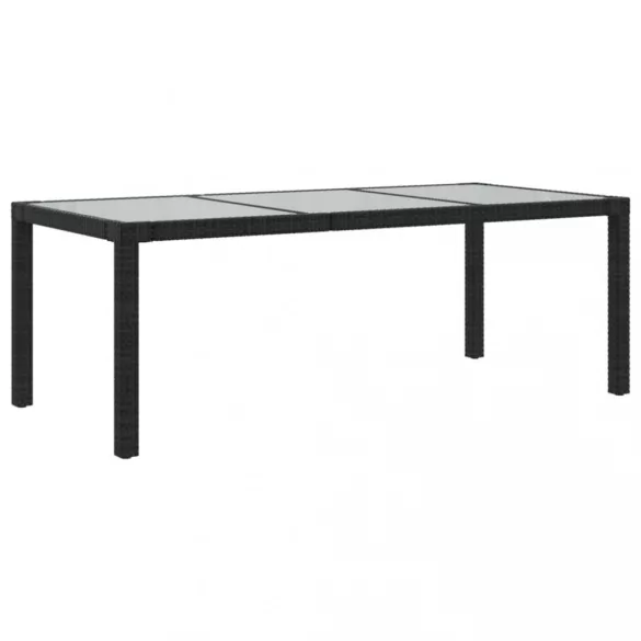 7 részes fekete polyrattan kültéri étkezőszett párnákkal