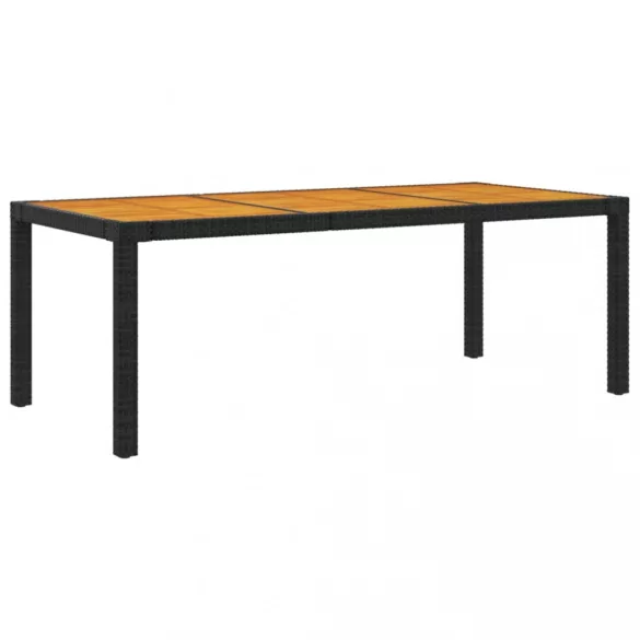 7 részes fekete polyrattan kültéri étkezőszett párnákkal