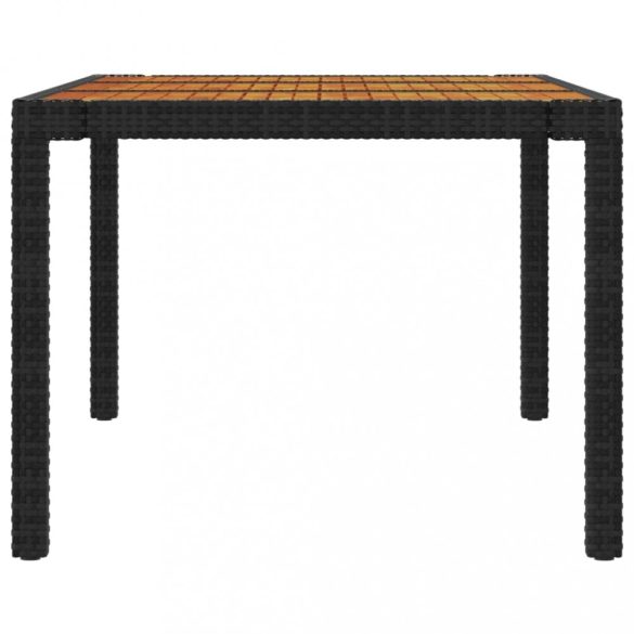 9 részes fekete polyrattan kültéri étkezőszett párnákkal