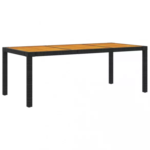 7 részes fekete polyrattan kültéri étkezőszett párnákkal