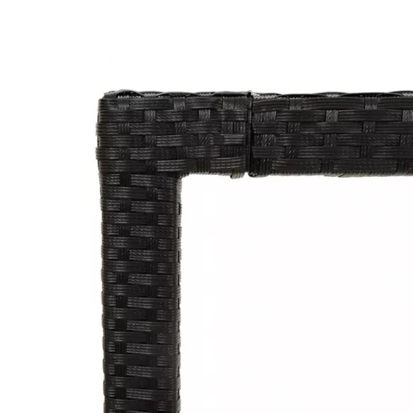 7 részes fekete polyrattan kültéri étkezőszett párnákkal