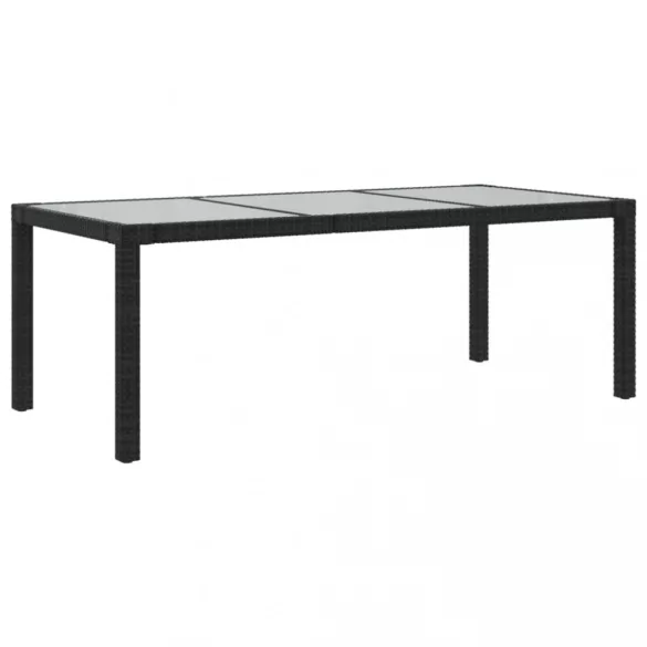 7 részes fekete polyrattan kültéri étkezőszett párnákkal