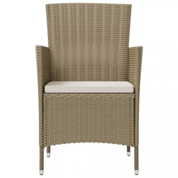 9 részes bézs polyrattan kerti étkezőgarnitúra párnákkal