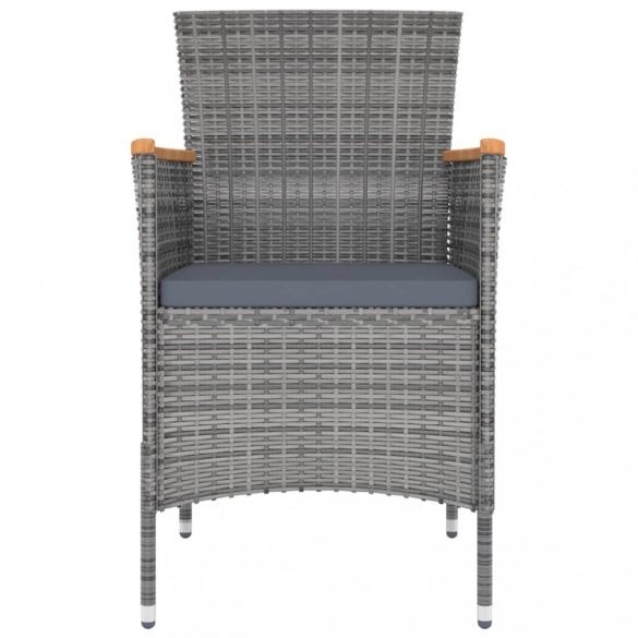 9 részes szürke kültéri polyrattan étkezőszett párnákkal