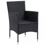 7 részes fekete polyrattan kerti étkezőgarnitúra párnákkal