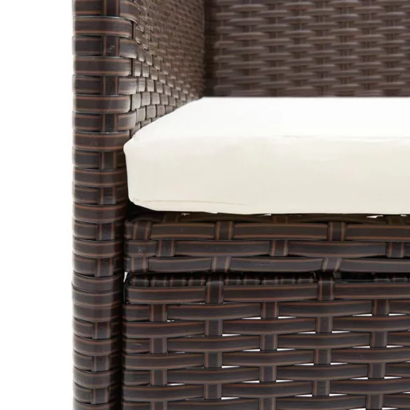 9 részes barna polyrattan kerti étkezőgarnitúra párnákkal