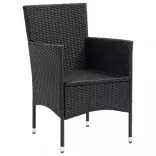 7 részes fekete polyrattan kerti étkezőgarnitúra párnákkal