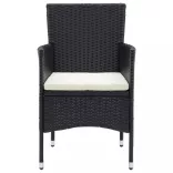 7 részes fekete polyrattan kerti étkezőgarnitúra párnákkal