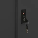 antracitszürke acél tolóajtós szekrény ültetőládával