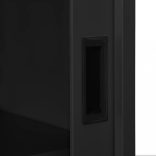 antracitszürke acél tolóajtós szekrény ültetőládával