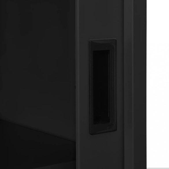 antracitszürke acél tolóajtós szekrény ültetőládával