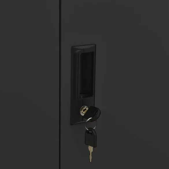 antracitszürke acél irodai szekrény ültetőládával 90x40x125 cm