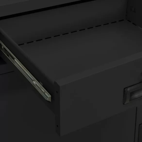 antracitszürke acél irodai szekrény ültetőládával 90x40x125 cm