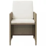 9 részes bézs polyrattan kerti étkezőgarnitúra párnákkal