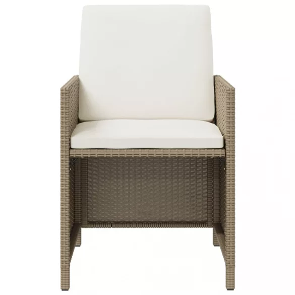 9 részes bézs kerti polyrattan étkezőgarnitúra párnákkal