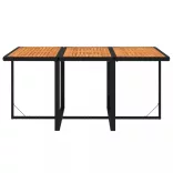 7 részes fekete polyrattan kerti étkezőgarnitúra párnákkal