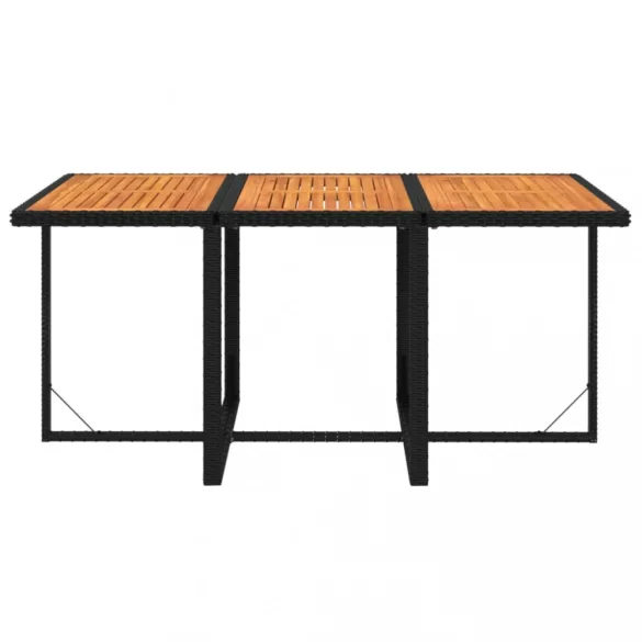 7 részes fekete polyrattan kerti étkezőgarnitúra párnákkal