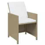 11 részes bézs polyrattan kerti étkezőgarnitúra párnákkal