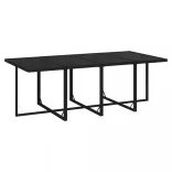 9 részes fekete polyrattan kerti étkezőgarnitúra párnákkal