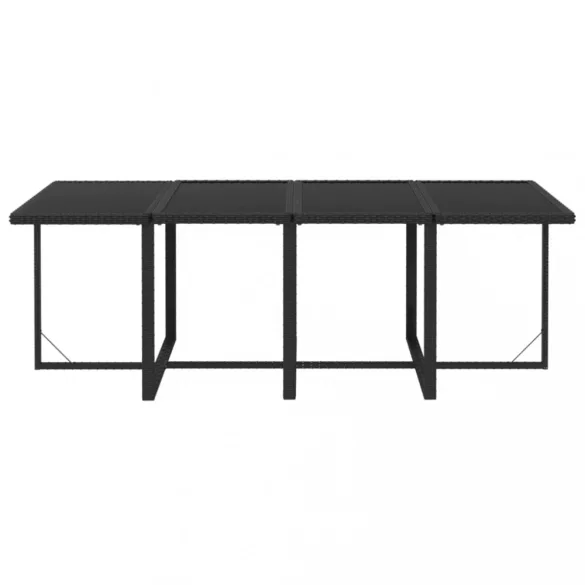 9 részes fekete polyrattan kerti étkezőgarnitúra párnákkal